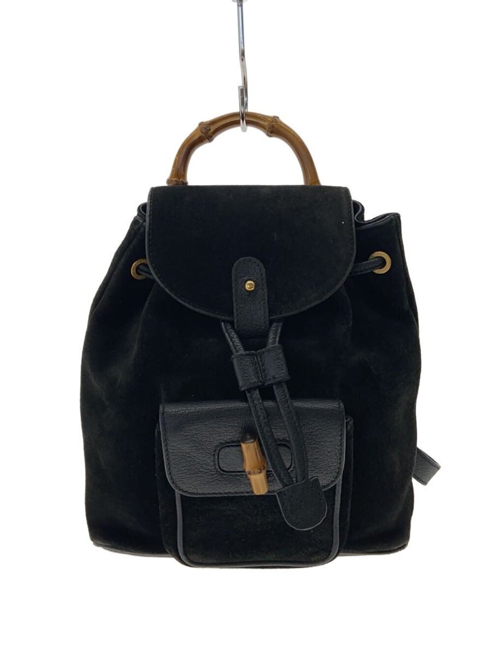 Gucci Backpack Rucksack Daybag Bamboo Tweed Black